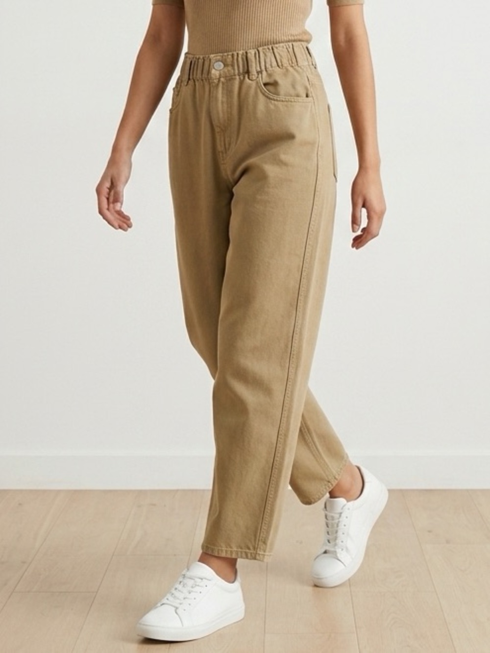 💥 H&M Barrel Jeans Cotton Elastic High Waist Pants Small